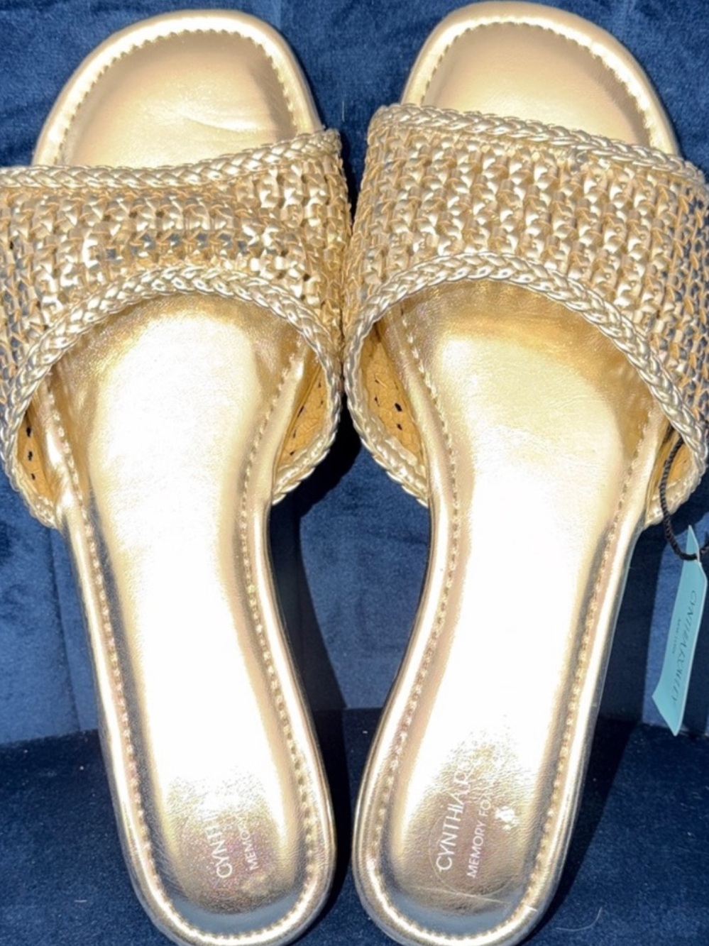✨Cynthia Rowley Metallic Gold Woven Slides✨